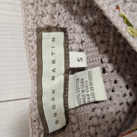 Susan Martin cotton crochet knit embroidered tank cami - S - beige - Picture 2 of 5